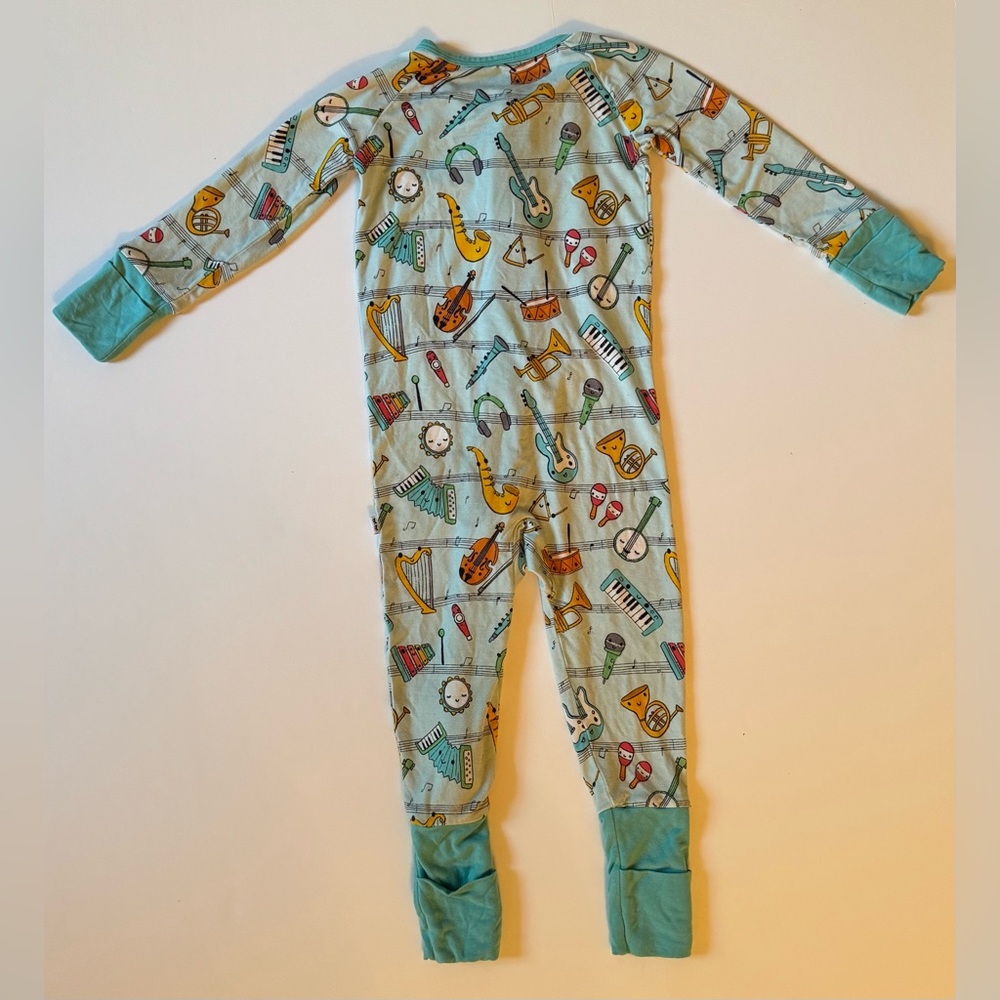Little Sleepies Keys and Chords Print 2-way Zippered One Piece 6-12M EUC - Picture 3 of 5